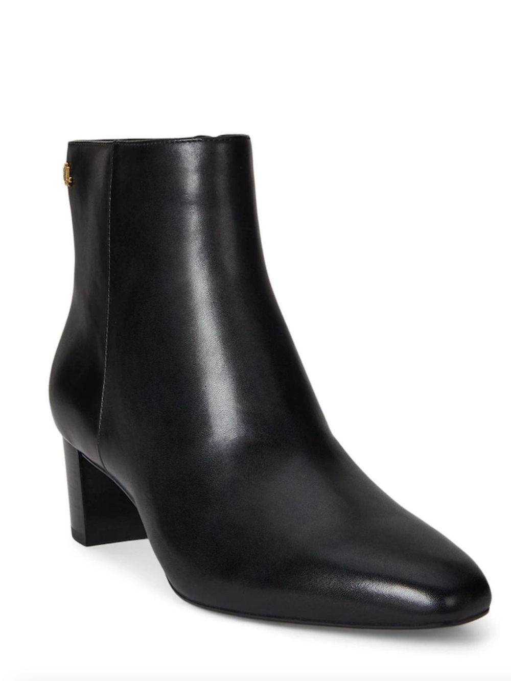Lauren Ralph Lauren Black Pointed Leather Ankle Boot